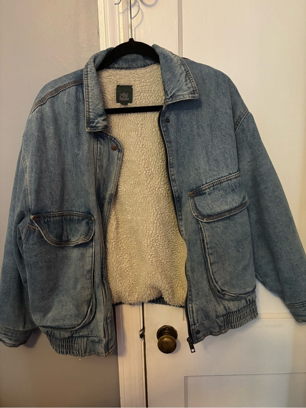 wild fable Light Blue Sherpa-Lined Denim Jacket